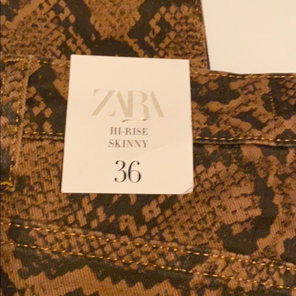 Zara Brown Snakeskin Print Jean - Picture 7 of 11